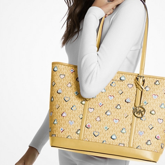 Michael Kors Jet Set Large Printed Signature Logo Tote Bag NWT